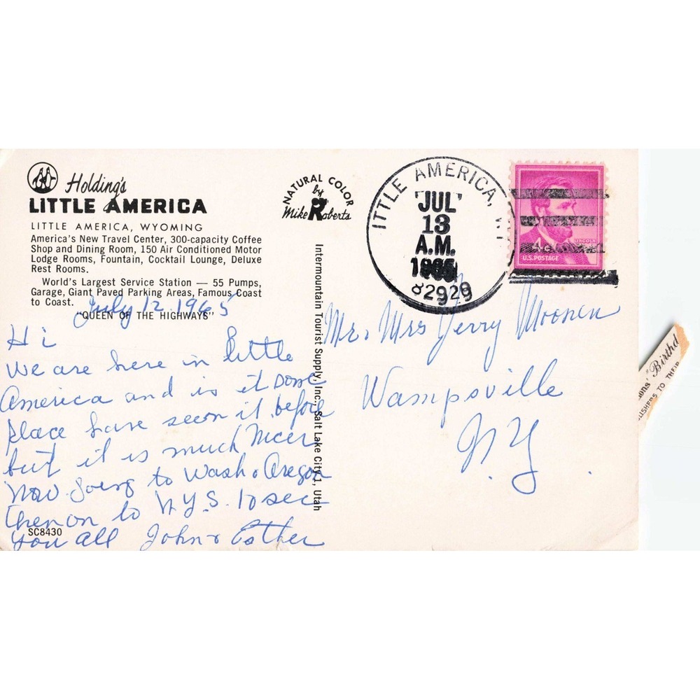 Little America Wyoming WY Chrome Postcard 1965 Sinclair Gas Station Penguin Sign - Picture 2 of 2